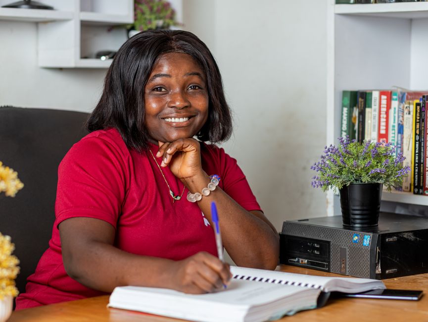 Self-employed individual working on laptop