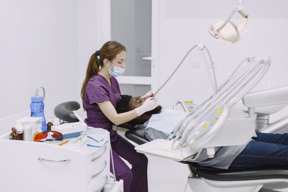 Senior woman talking to doctor